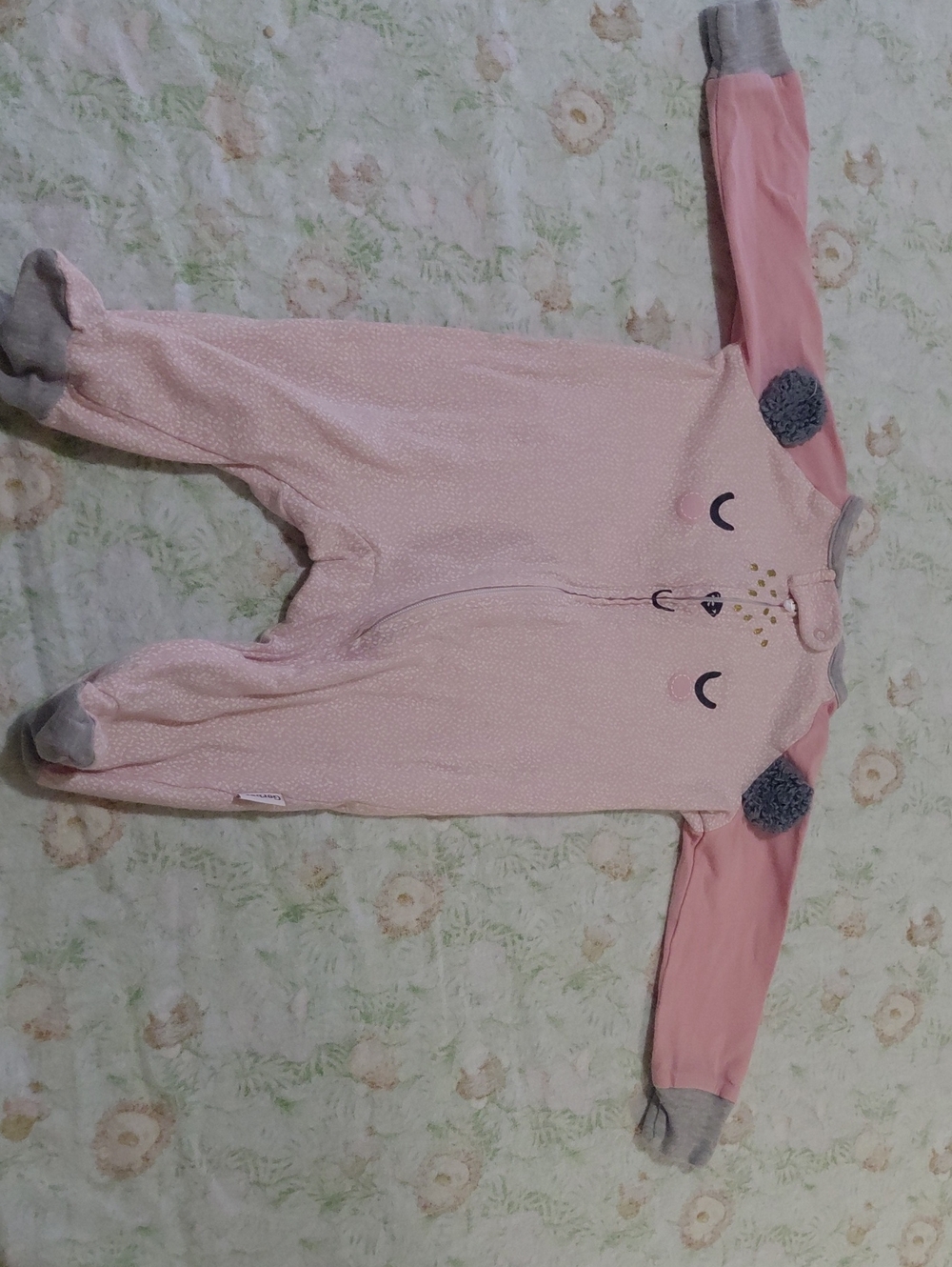 Gerber Pink Footed One-Piece Sleeper with Grey Accents